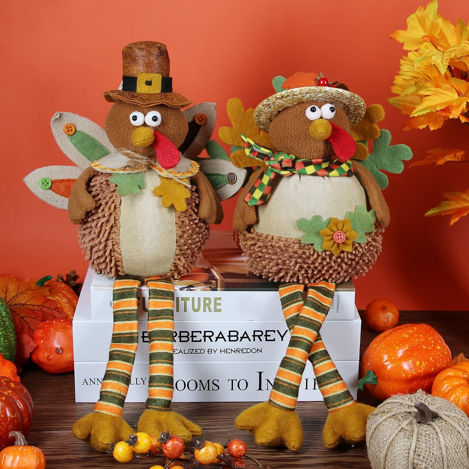 15 in. Stuffed Turkey Couple, Pair