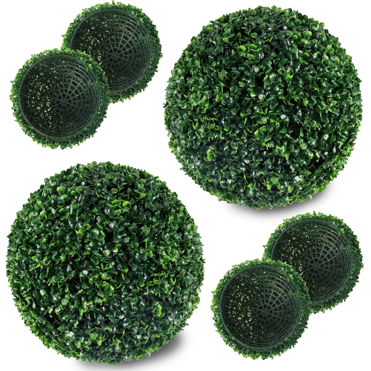 17.7 in. Two Layer Boxwood Topiary Balls, Pair