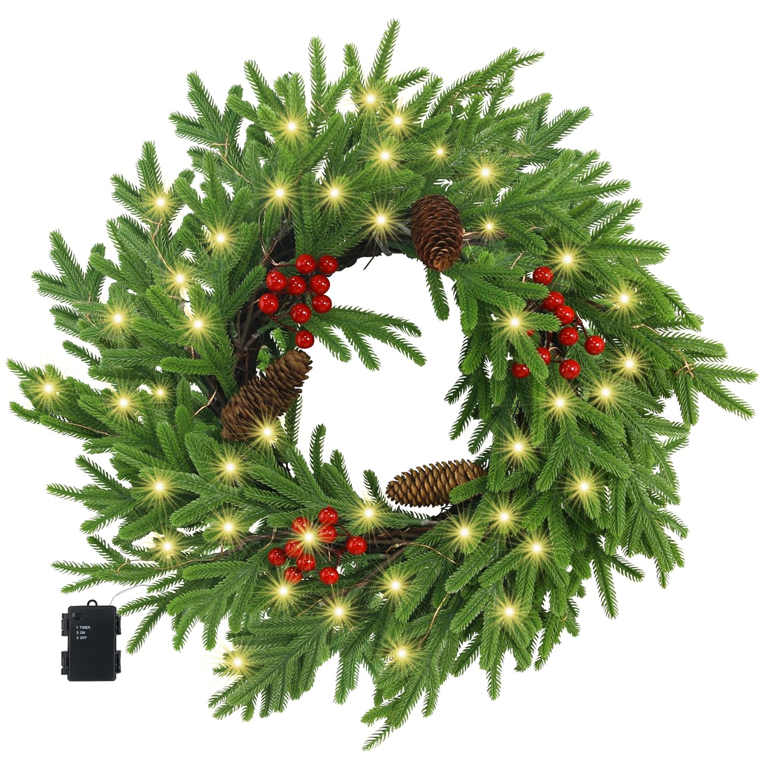 20 in. Lit Christmas Wreath for the Front Door