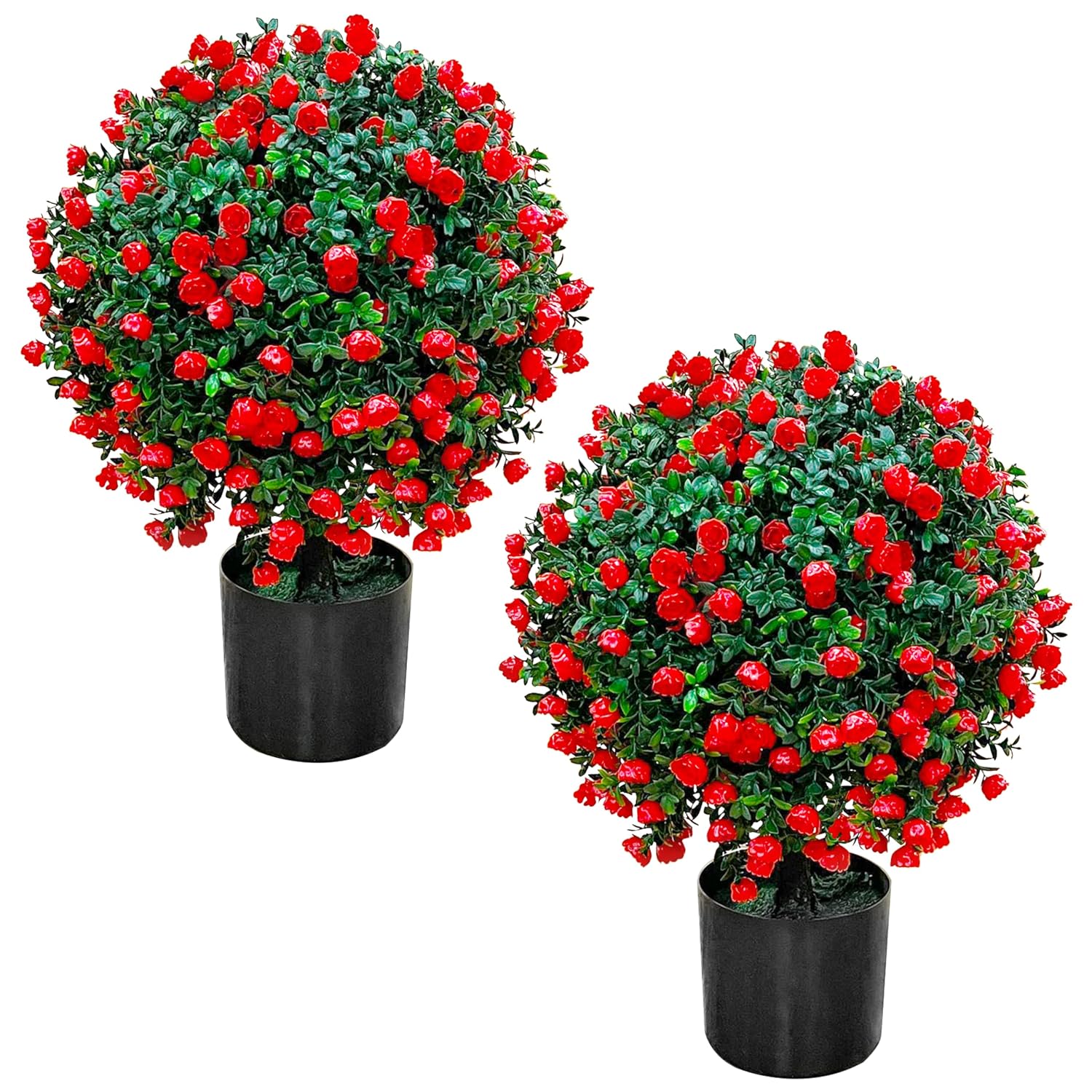 21.6 in. Rose Topiary Ball Trees, Pair
