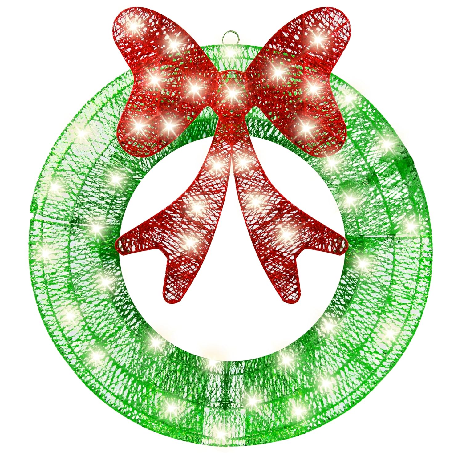 24 in. Lighted Christmas Wreath, Metal Frame