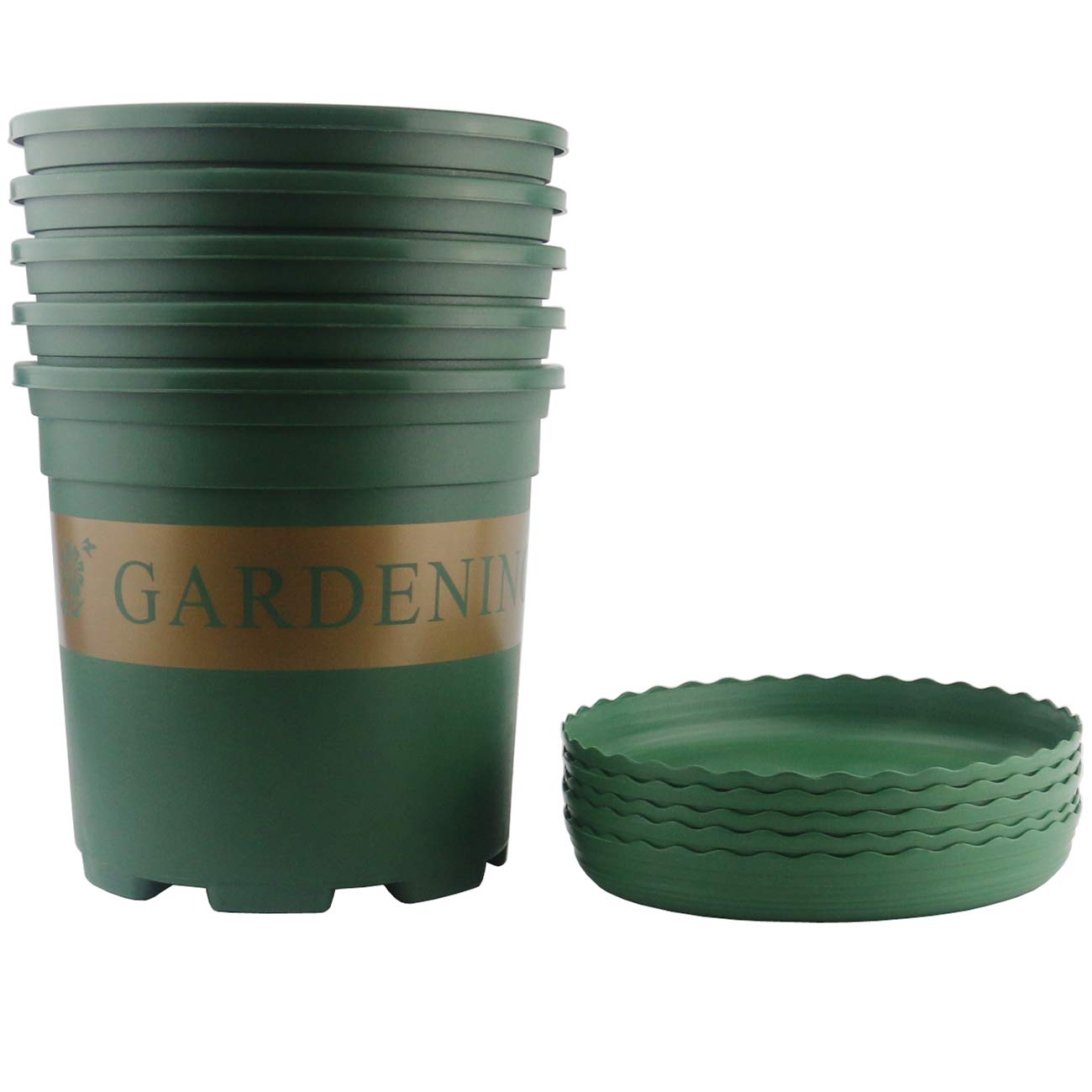 3 Gallon Nursery Pots with Saucers, 5 Pack
