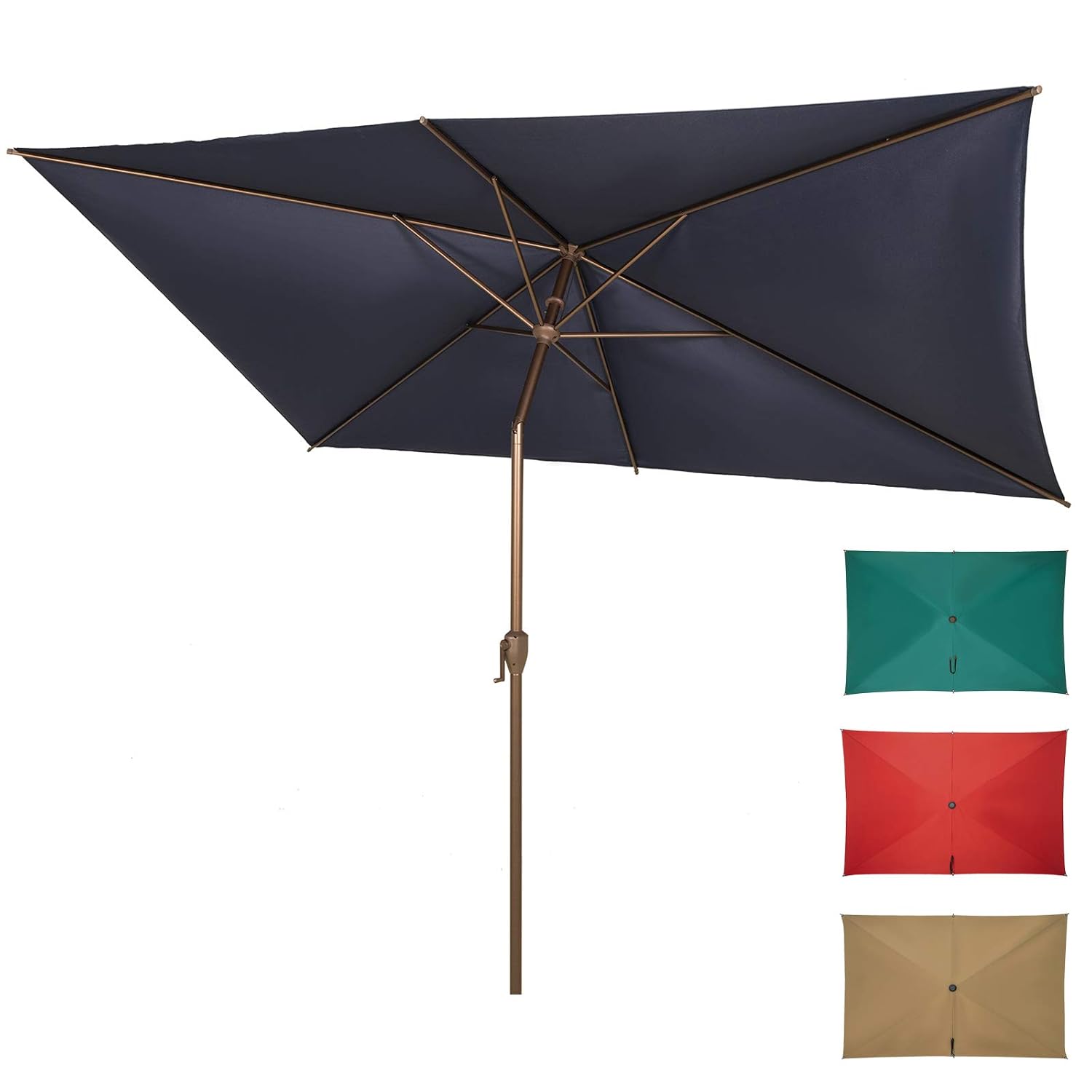6.5 x 10 ft. Rectangular Patio Umbrella, Navy Blue
