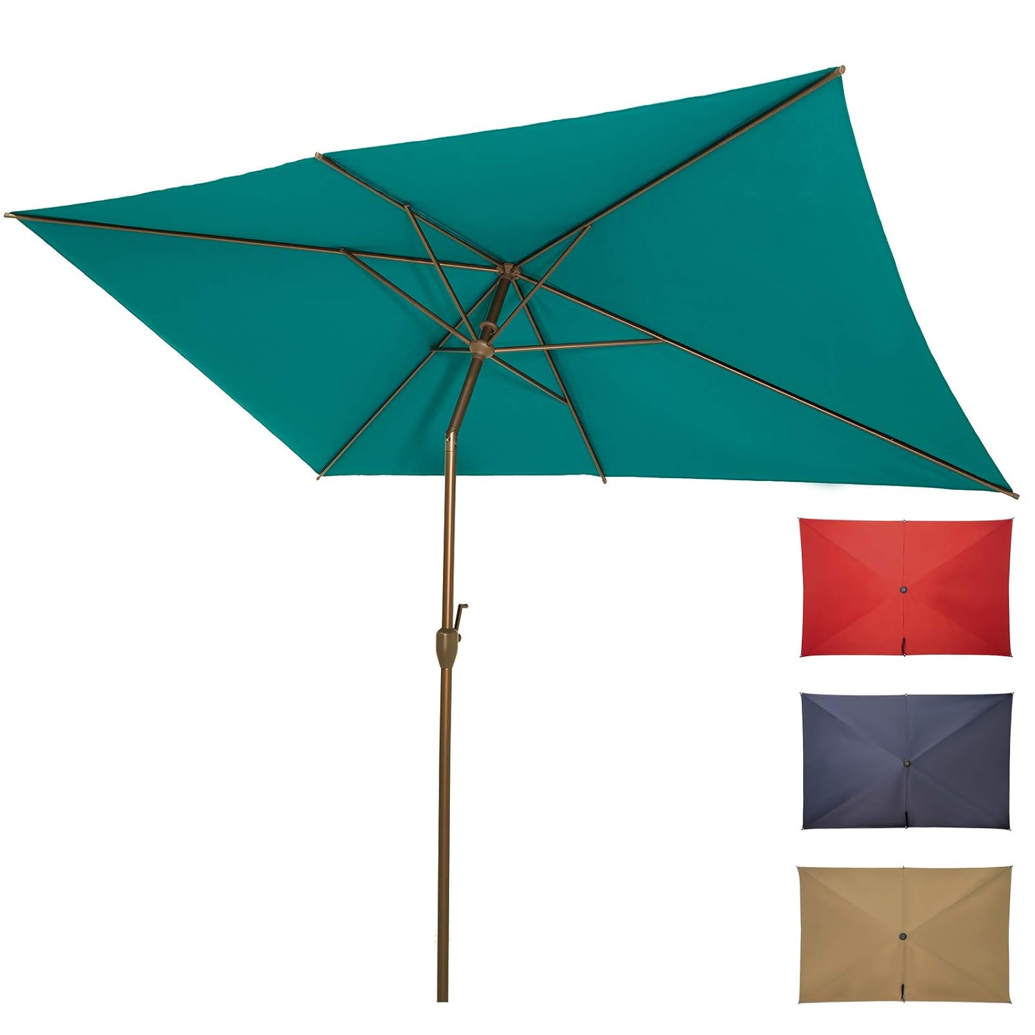 6.5 x 10 ft. Rectangular Patio Umbrella, Turquoise