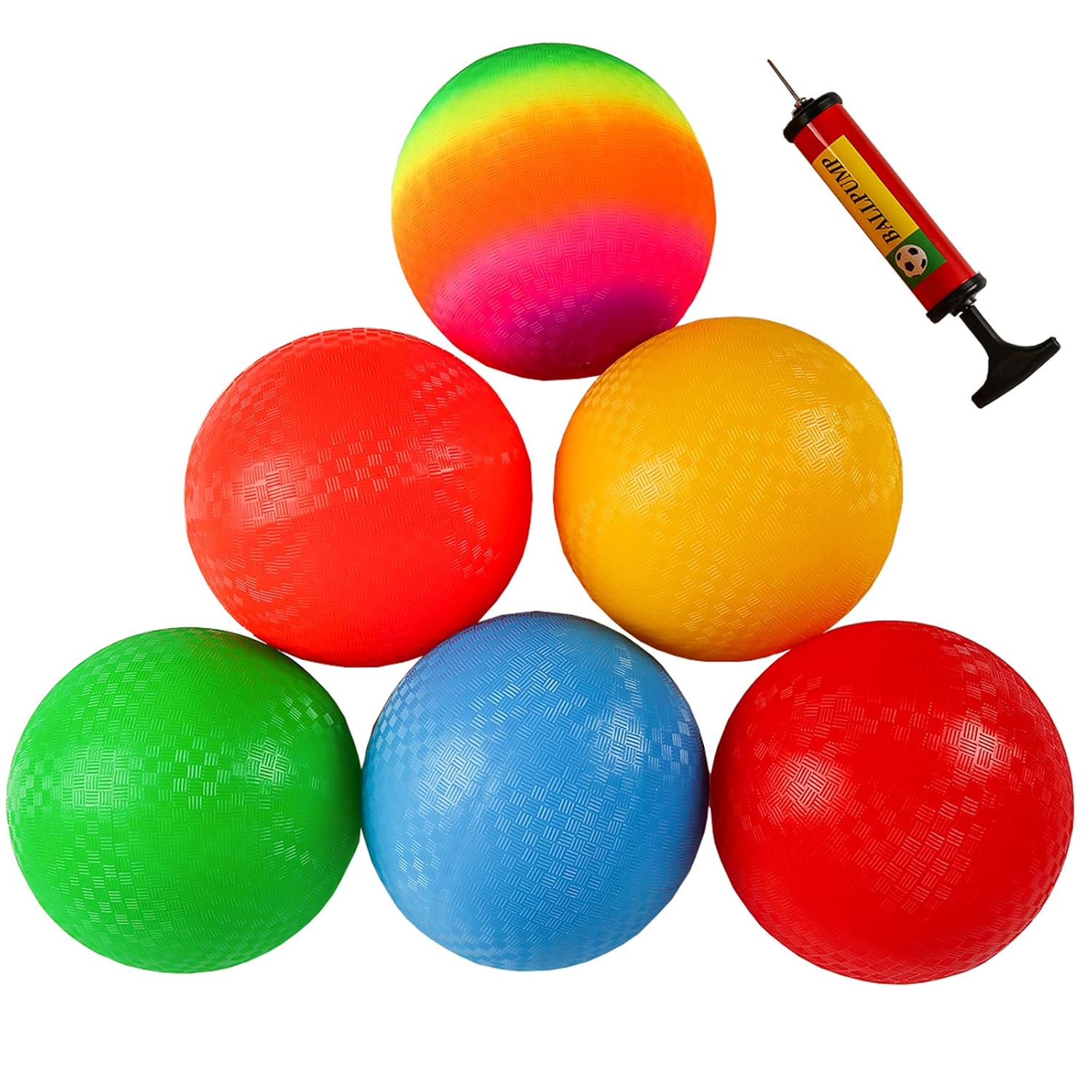 8.5 in. Playground Balls with Pump, 6 Pack