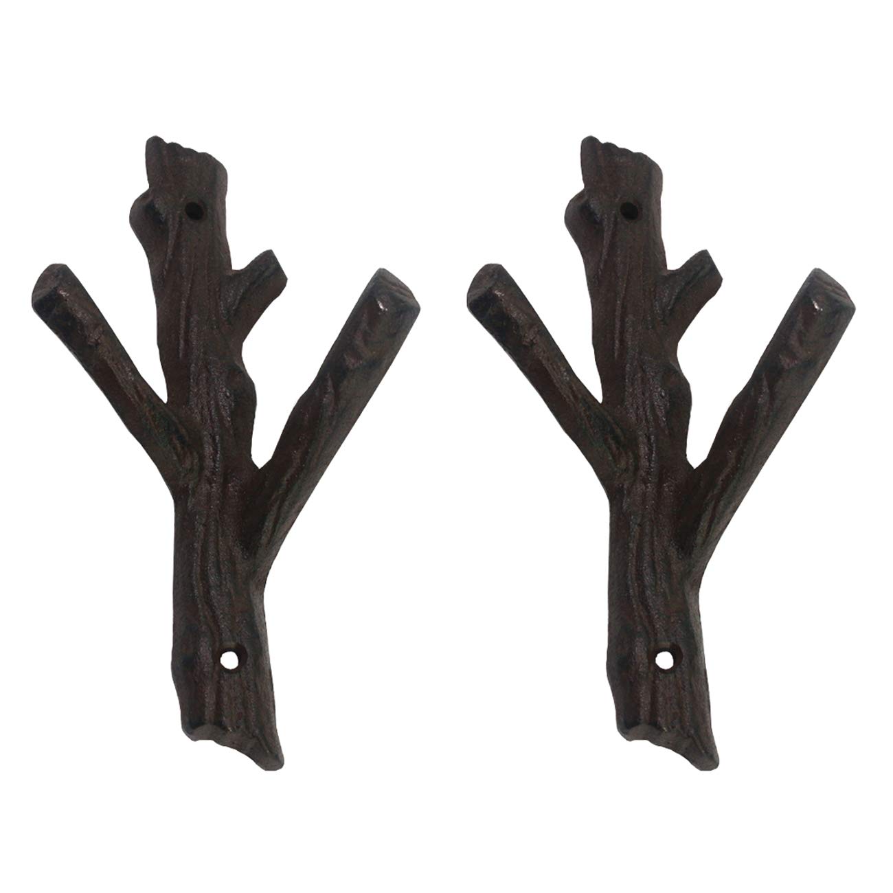 Cast Iron Branch Wall Hooks, Pair