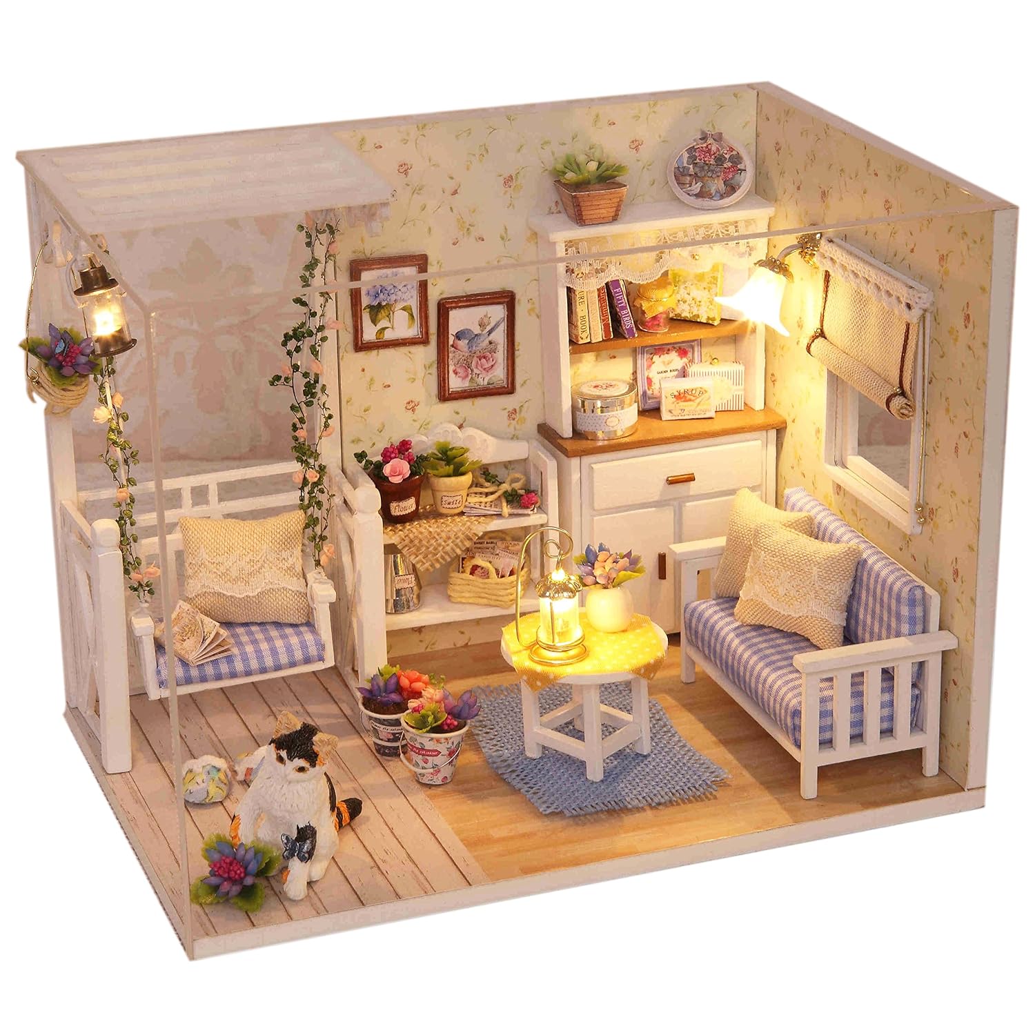 Cat Diary Dollhouse Kit with LED Light
