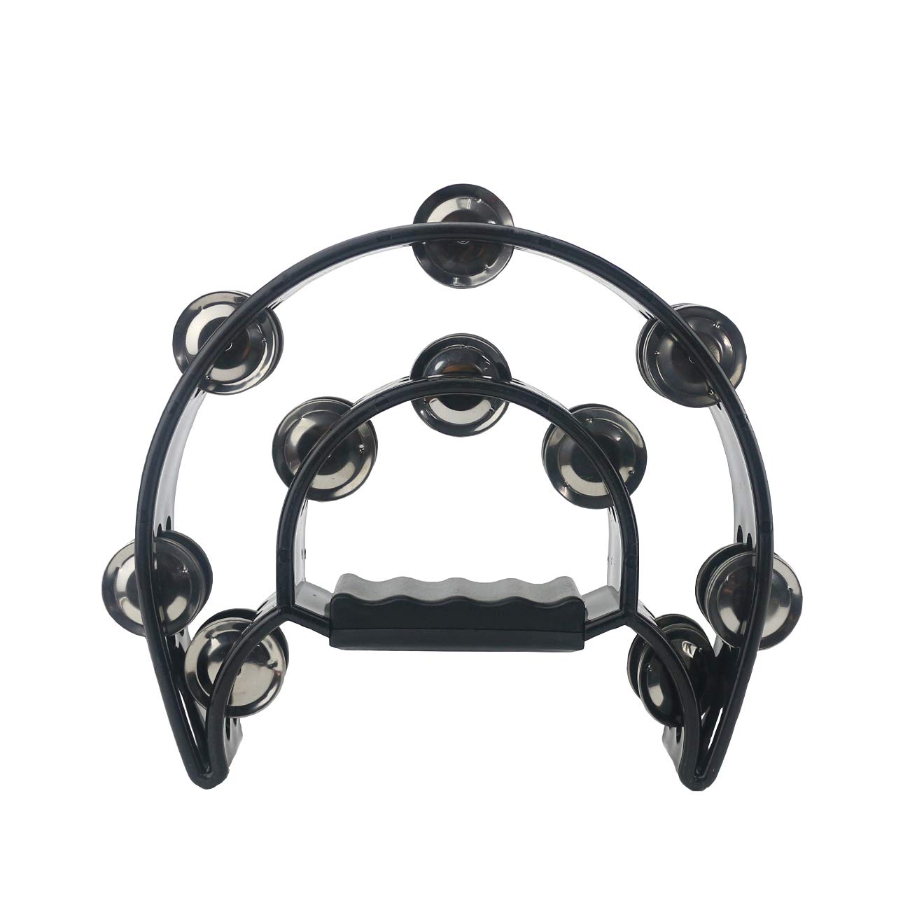 Double Row Handheld Tambourine, Black