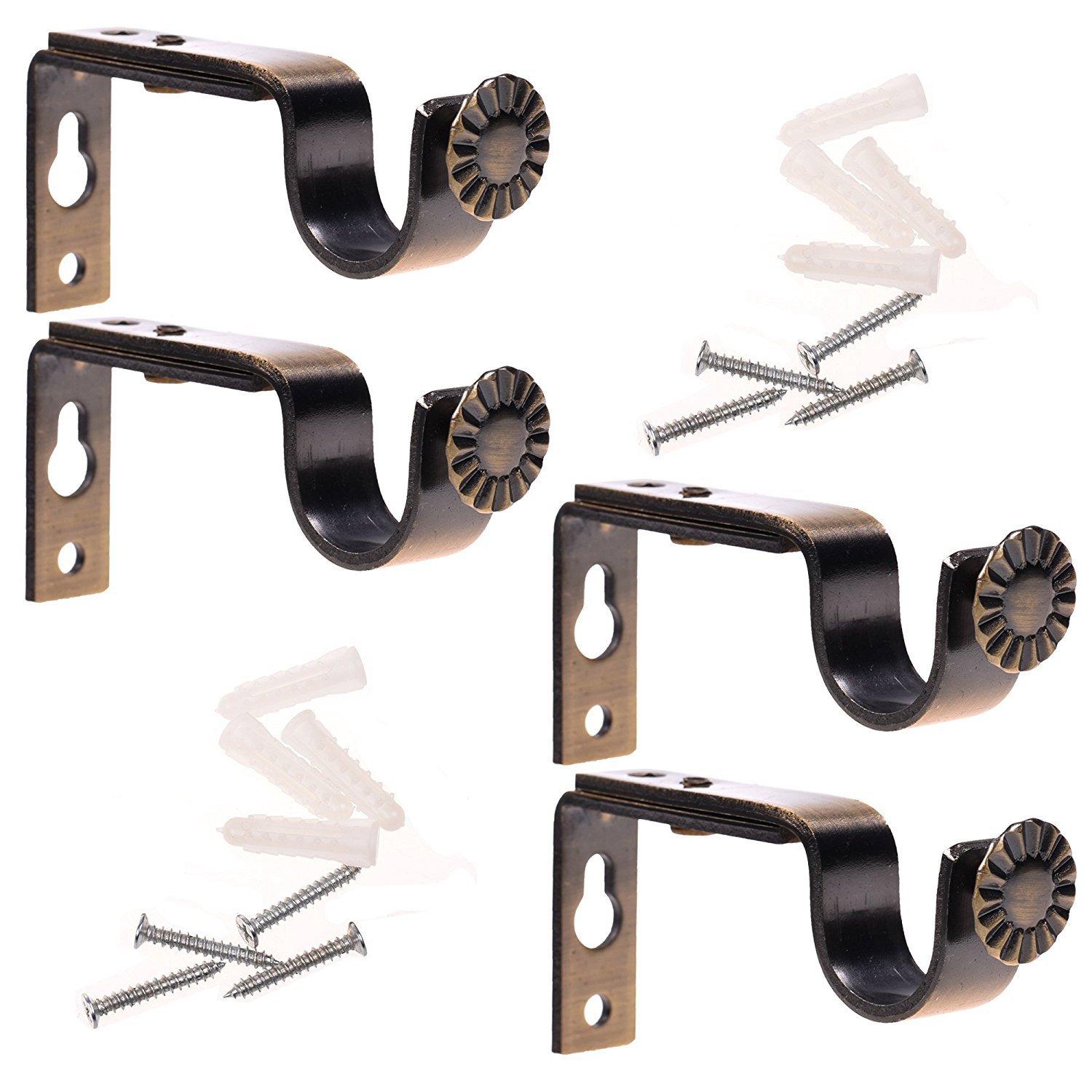 Heavy Duty Curtain Rod Brackets, 4 Pack
