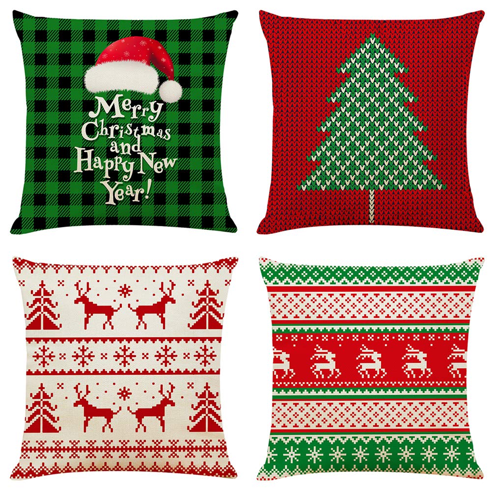 Nordic Knit Christmas Pillow Covers, Set of 4