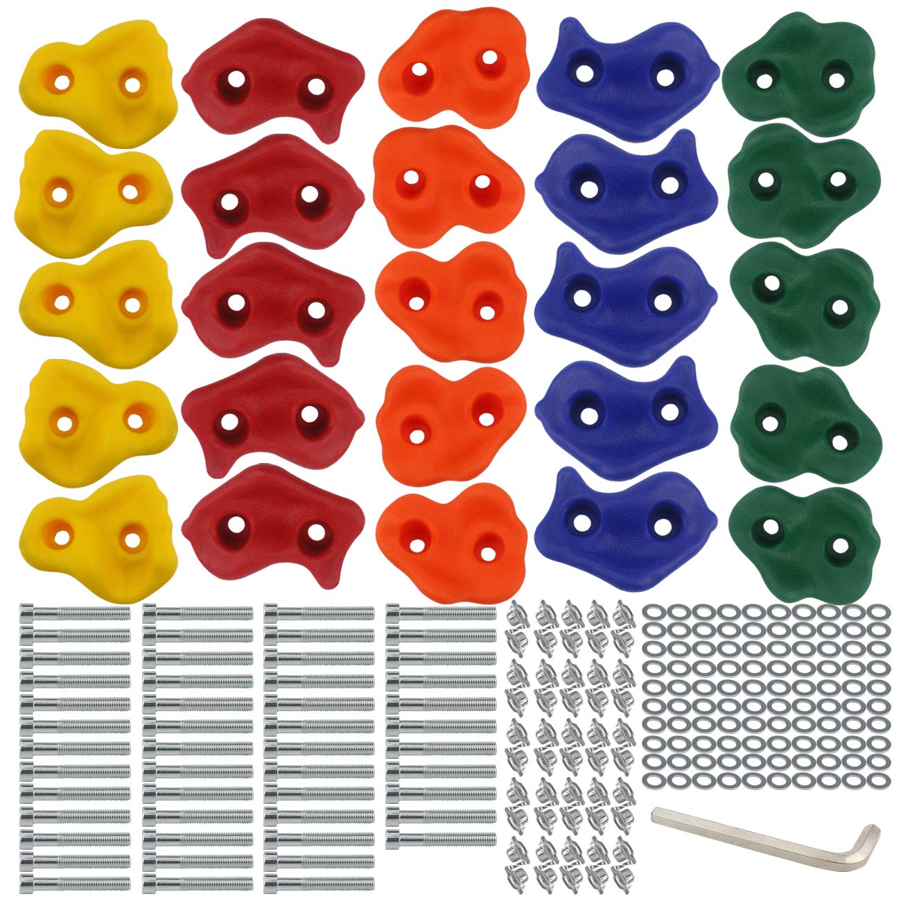 Rock Climbing Holds with Hardware, 25 Pack