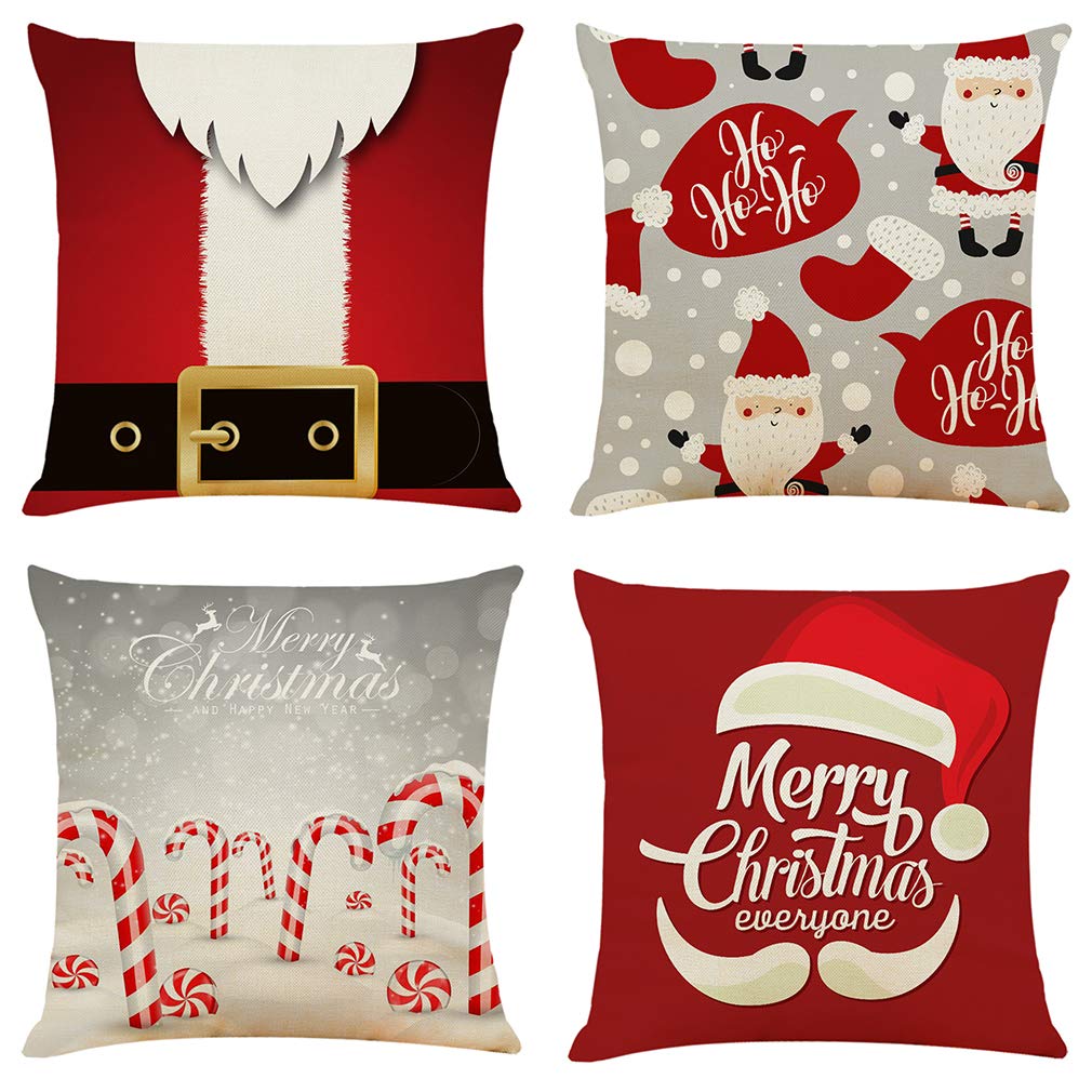 Santa Suit Christmas Pillow Covers, Set of 4