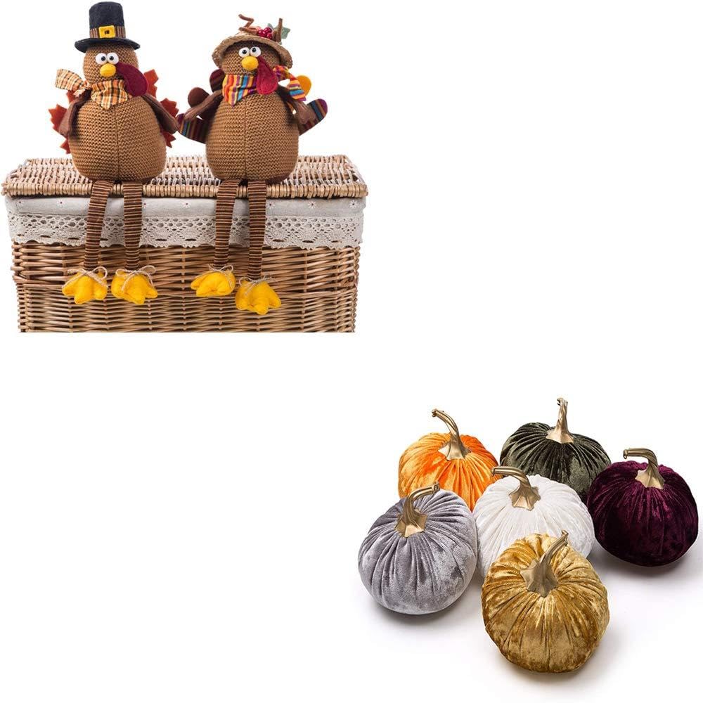 Turkey Couple and Mini Pumpkin Bundle