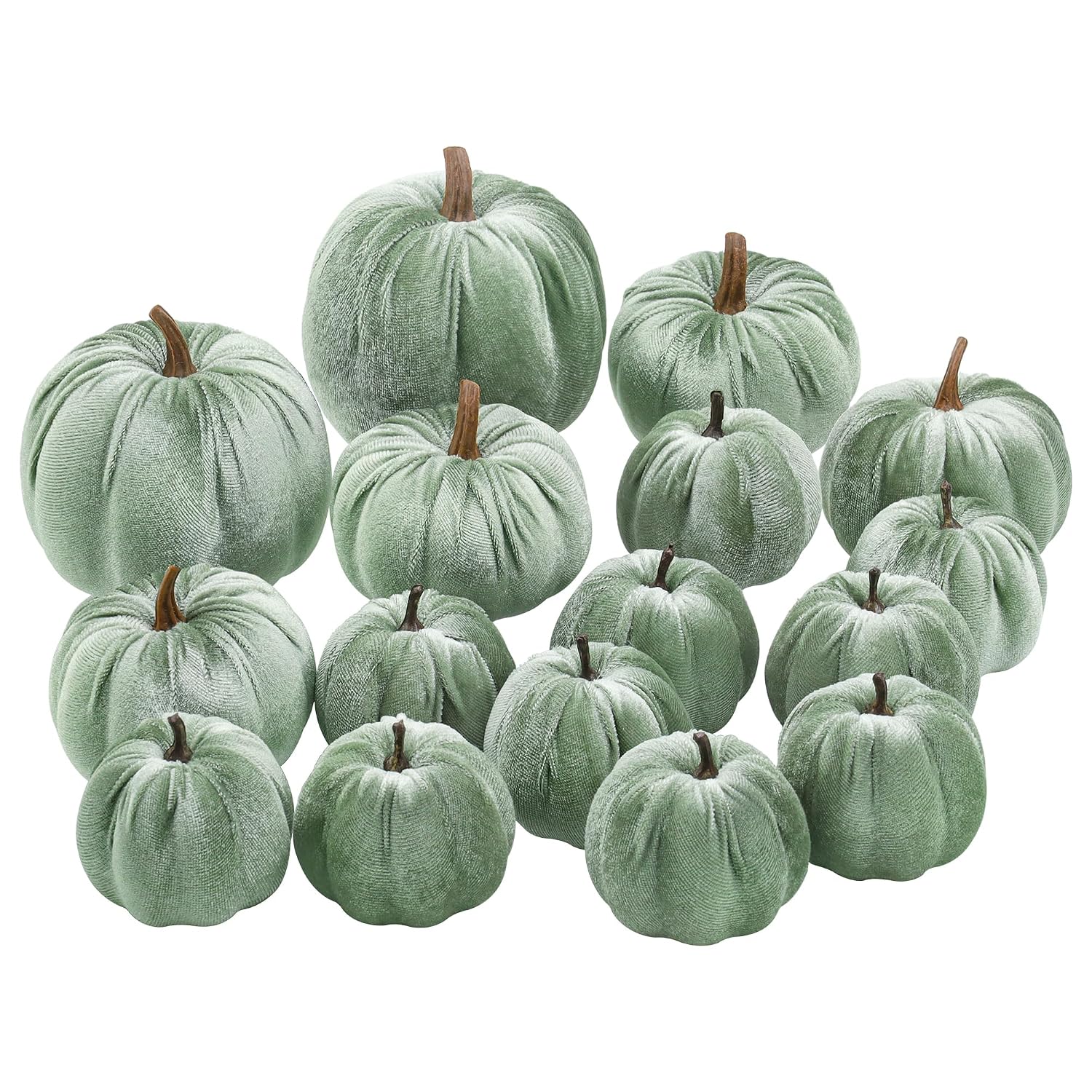 Velvet Pumpkin Set for Fall Decor, 6 Pack