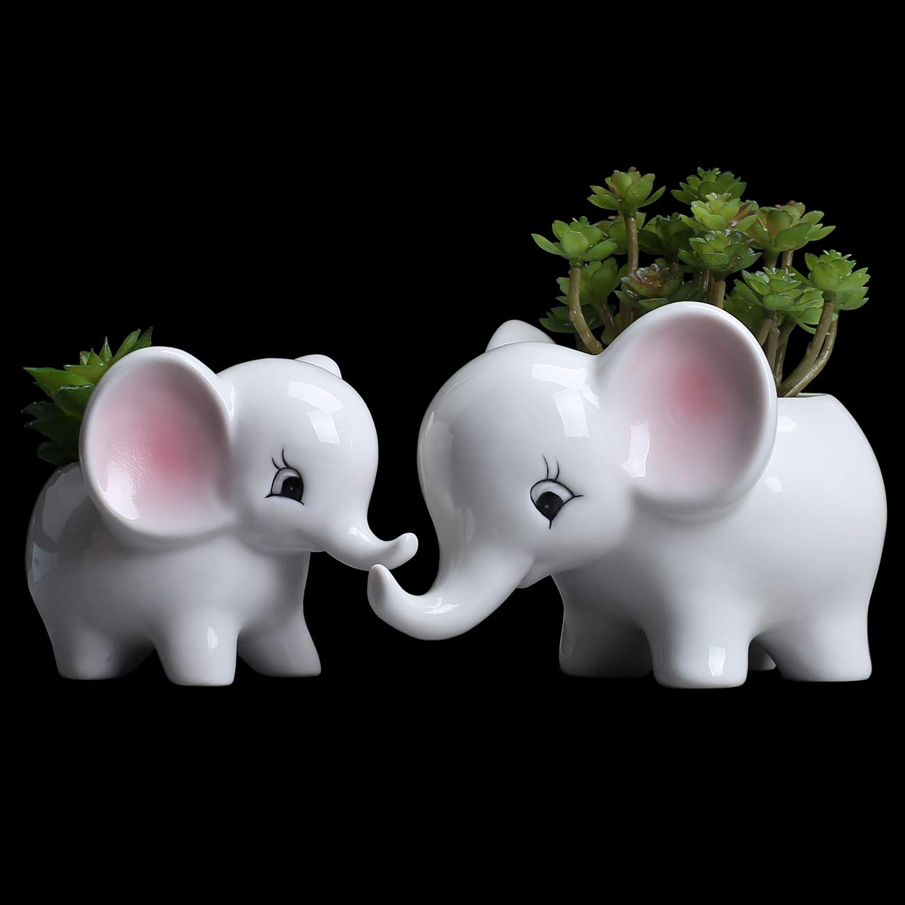 White Elephant Planter Boxes, Pair